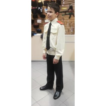 Рубашка кадетская, кремовая длинрукав 2