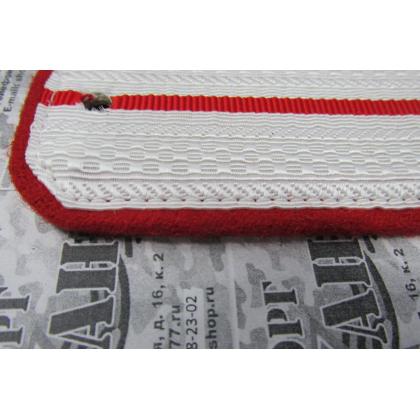 Погоны 1 алый просвет, алая выпушка 14см Поле белое вискозное Тип Б 3