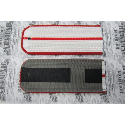 Погоны 1 алый просвет, алая выпушка 14см Поле белое вискозное Тип Б 2