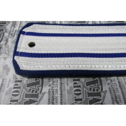 Погоны 2 васильковых просвета,васильковая выпушка 16см Поле белое вискозное Тип Б 3