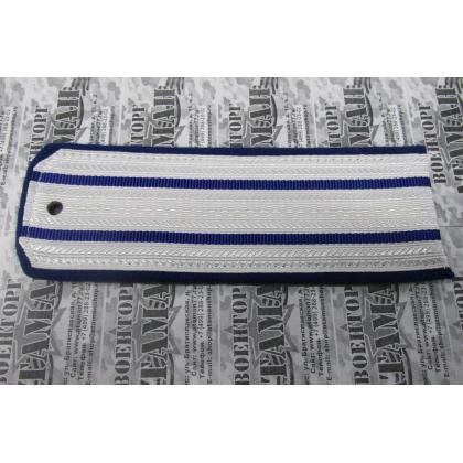 Погоны 2 васильковых просвета,васильковая выпушка 16см Поле белое вискозное Тип Б